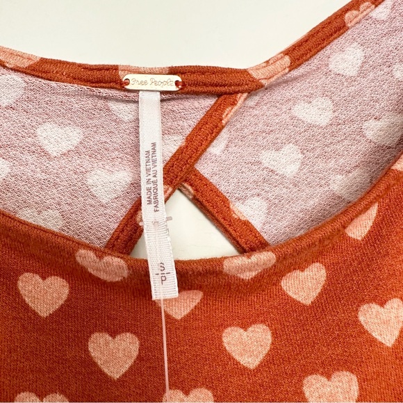 Free People Lakeside Midi Dress Hearts Printed Orange Ginger Combo - Picture 11 of 15
